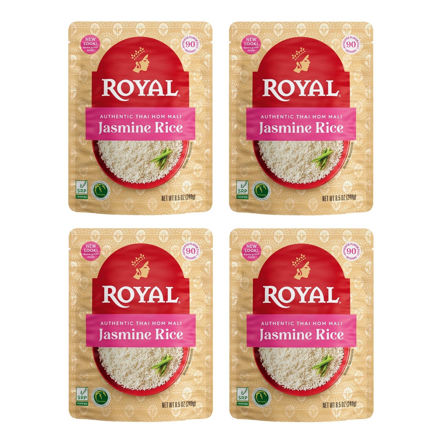 Royal - Ready To Heat Rice - Authentic White Jasmine, 4 Count