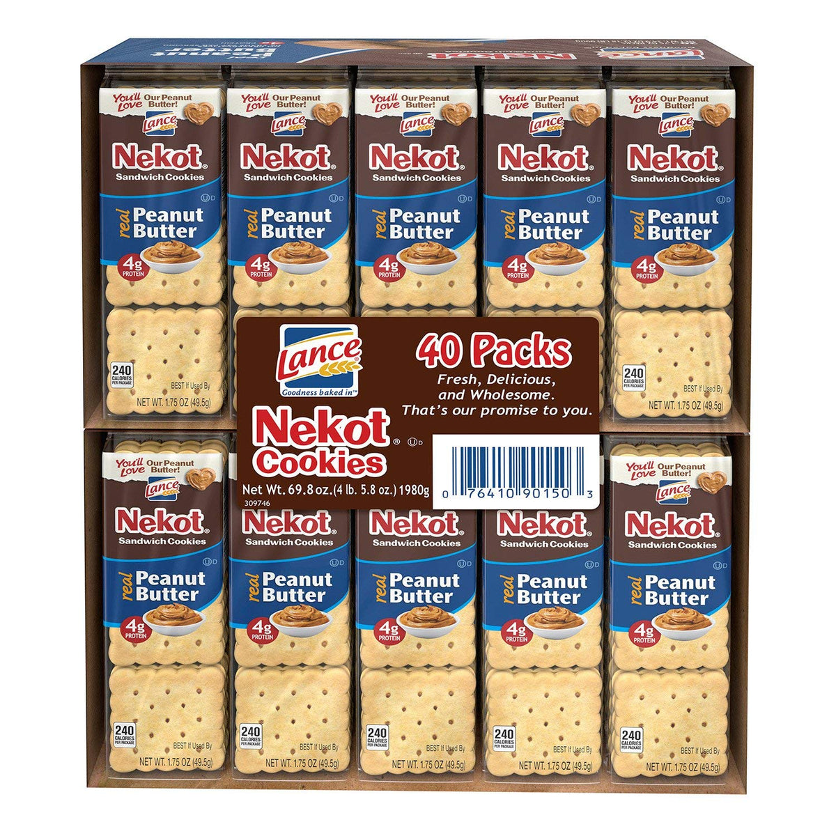 Lance Nekot Peanut Butter Cookies - 1.75 Ounce (Pack Of 40)