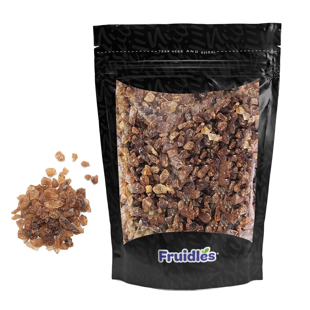 Fruidles Natural Amber Rock Sugar For Tea and Coffee, Pure Cane Sugar Crystals, Dissolves Quickly, Resealable Bag (Half-Pound)