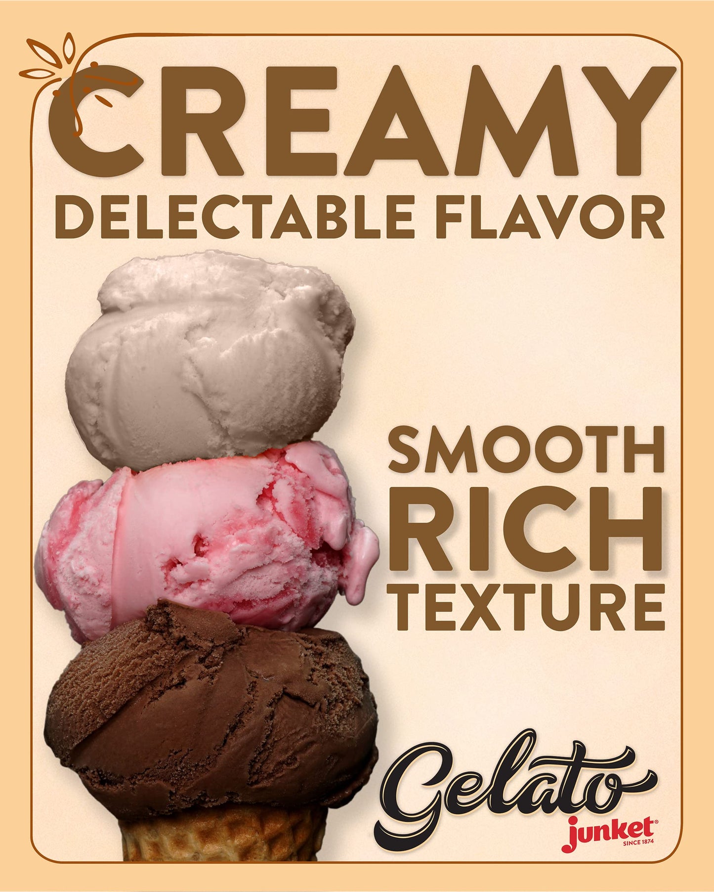 Junket Gelato Mix: Stracciatella (Vanilla Chocolate), Dark Chocolate, and Strawberry Cheesecake, Homemade Gelato Ice Cream Mix f