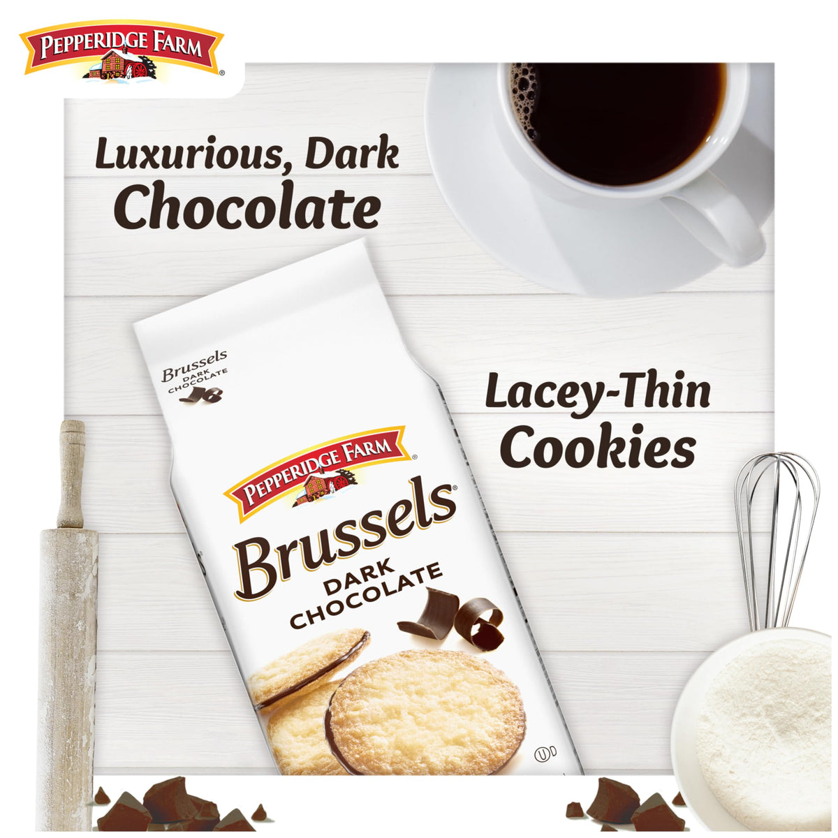 Pepperidge Farm Brussels Dark Chocolate, 15 Lace Cookies, 5.25 Oz. Bag