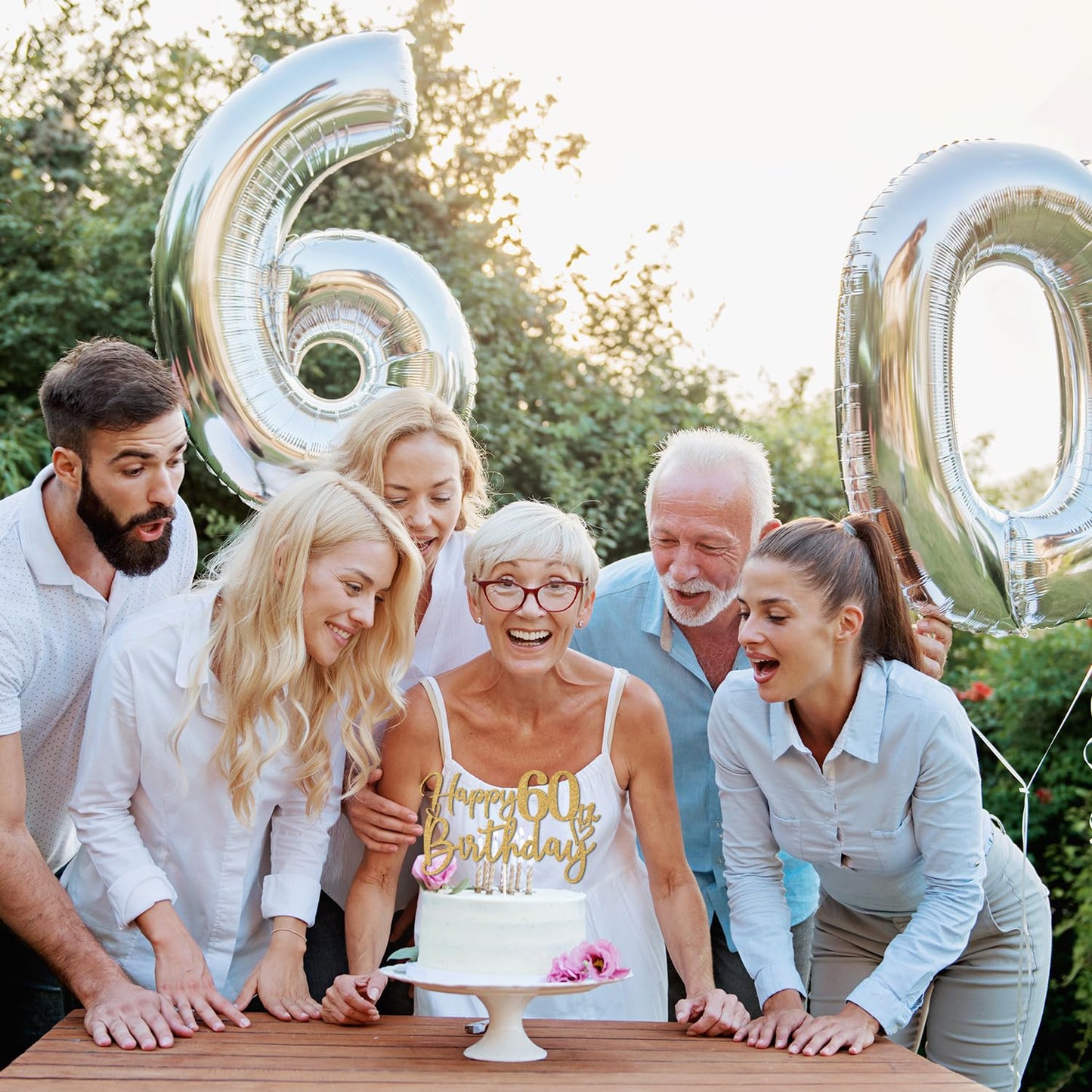 Sriburcio Gold Glitter 60th Birthday Cake Topper - Cheers to 60 Years Decoration