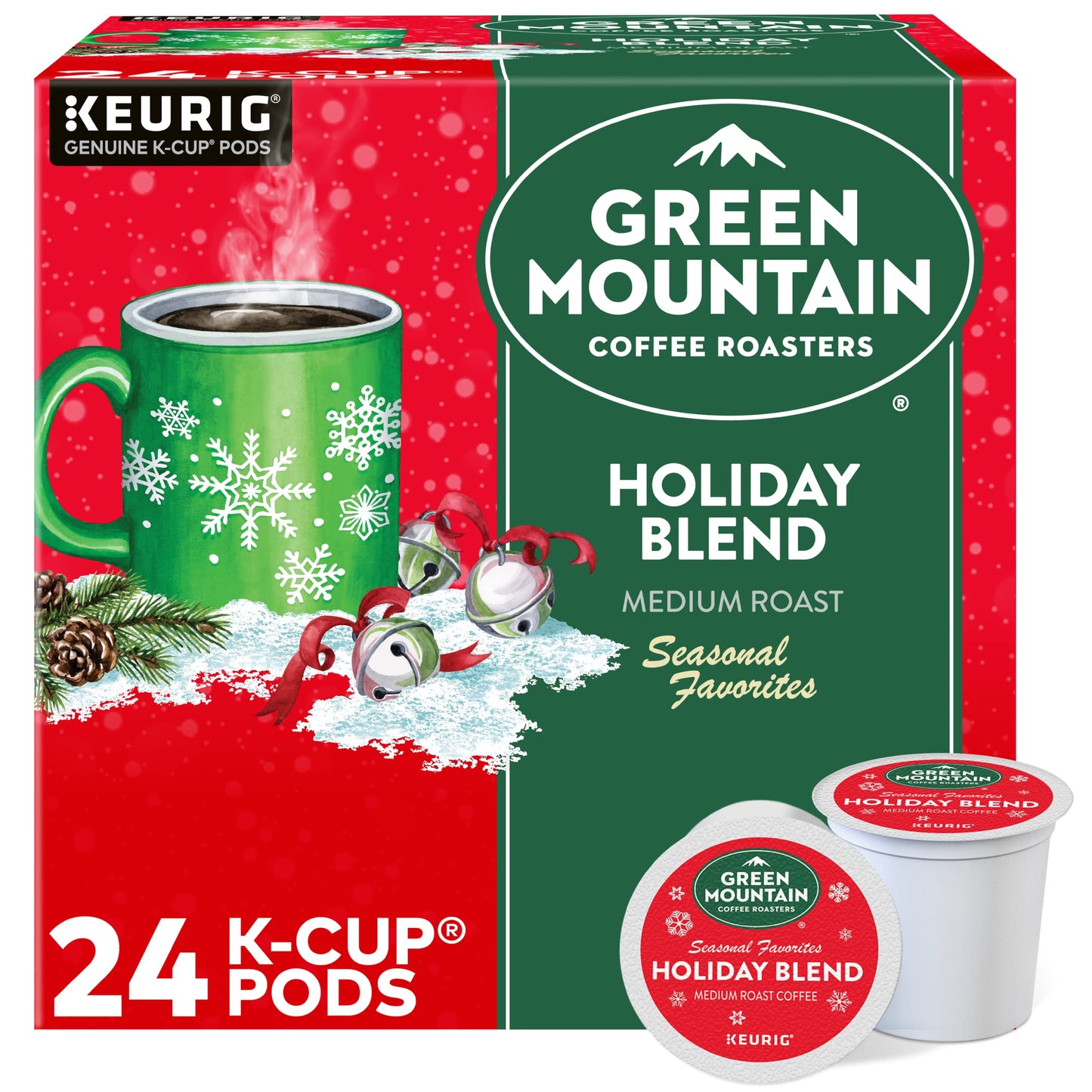 Green Mountain Coffee Holiday Blend K-Cup Pods for Keurig, 24 Count, Pack of 1