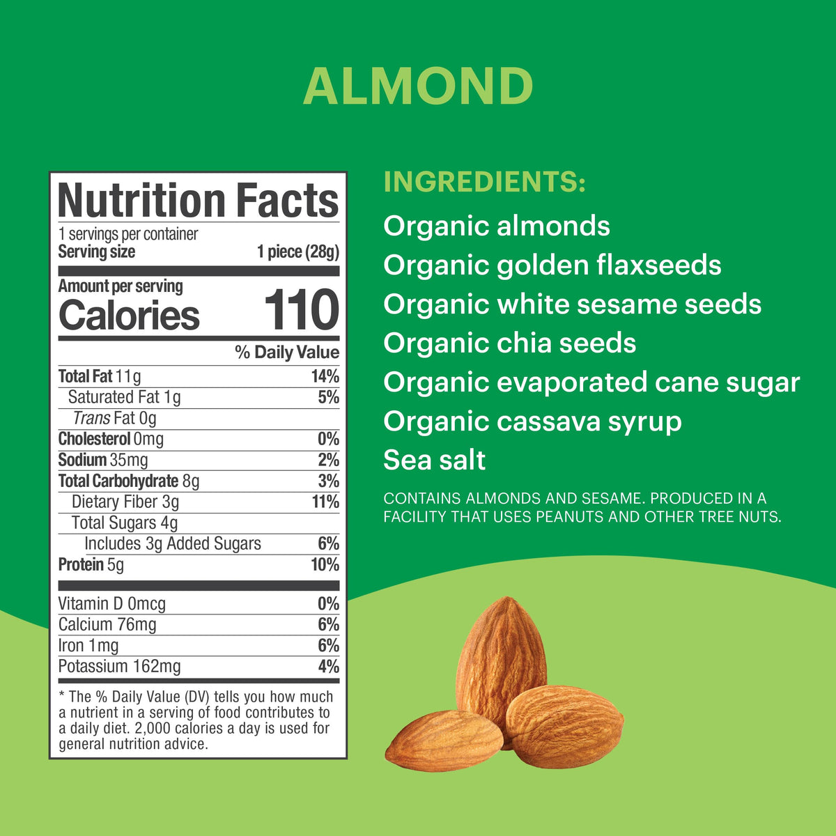Tosi Almond and Cashew Protein Bars Combo, Plant Based with Nuts, Gluten-Free Crunchy Snacks, Vegan, Organic, Flax & Chia Seeds,