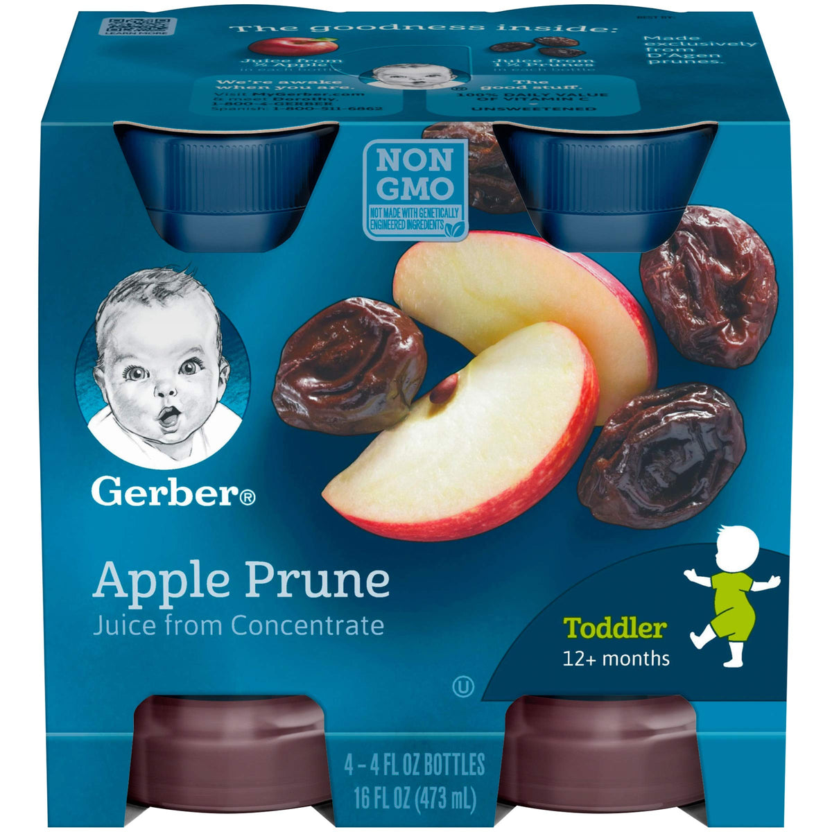 Gerber 100% Juice Apple Prune, 4 Fl Oz (Pack Of 24)