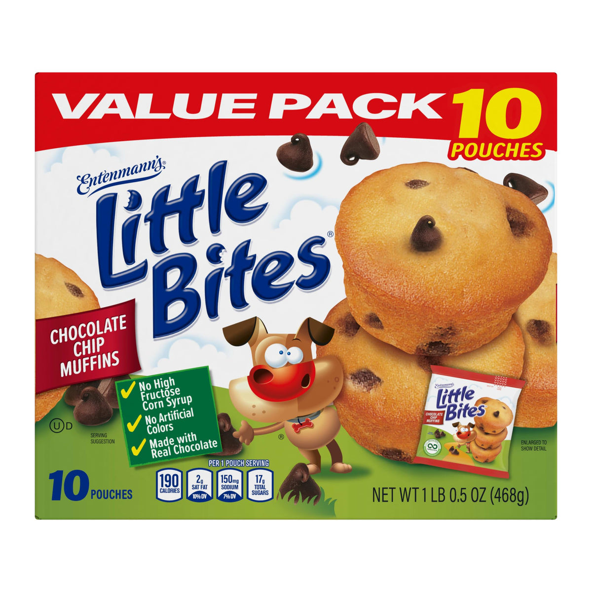 Entenmanns Little Bites Chocolate Chip Mini Muffins | 1 pack (10 pouches)
