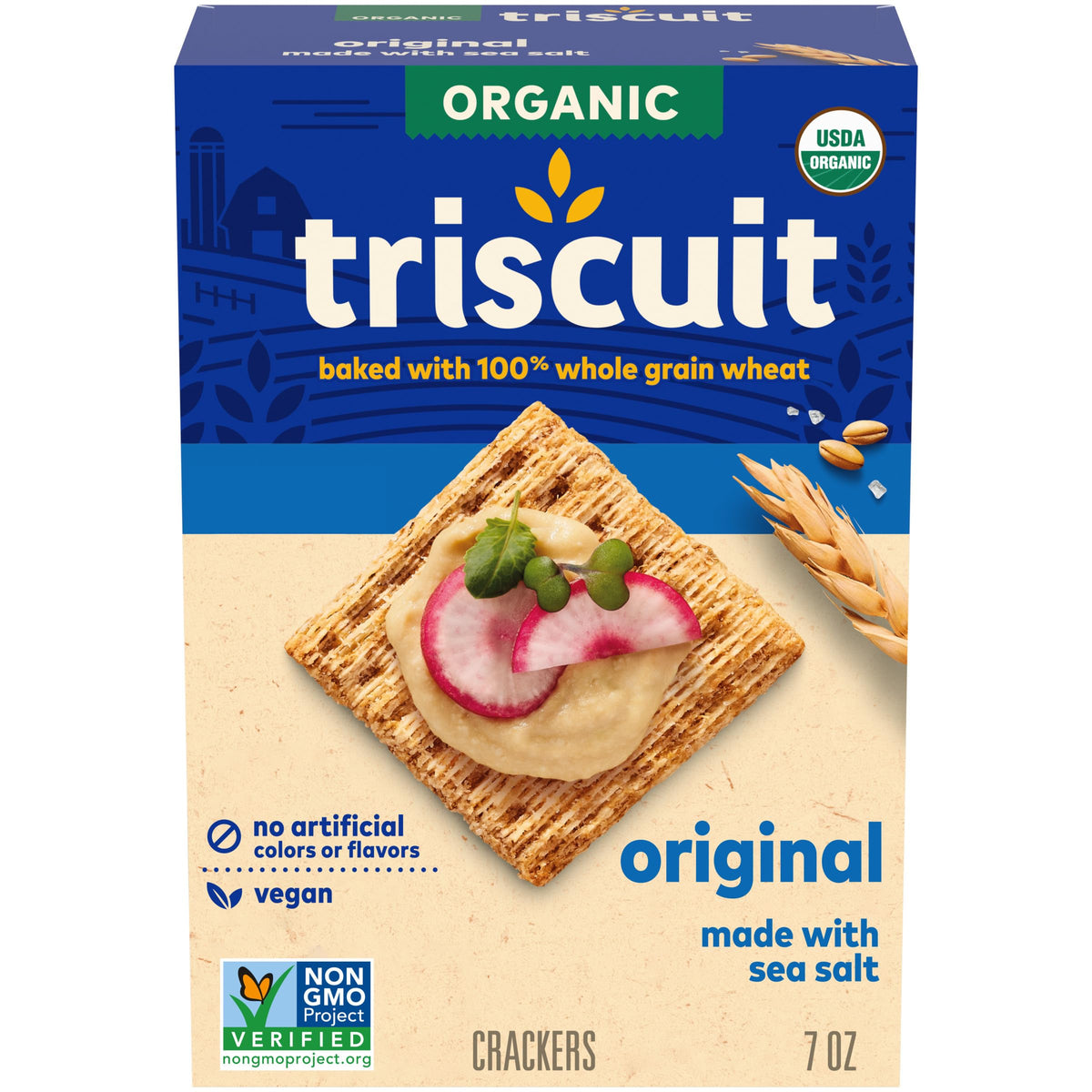 Triscuit Organic Original Whole Grain Wheat Crackers, Organic Crackers, Vegan Crackers, 7 Oz