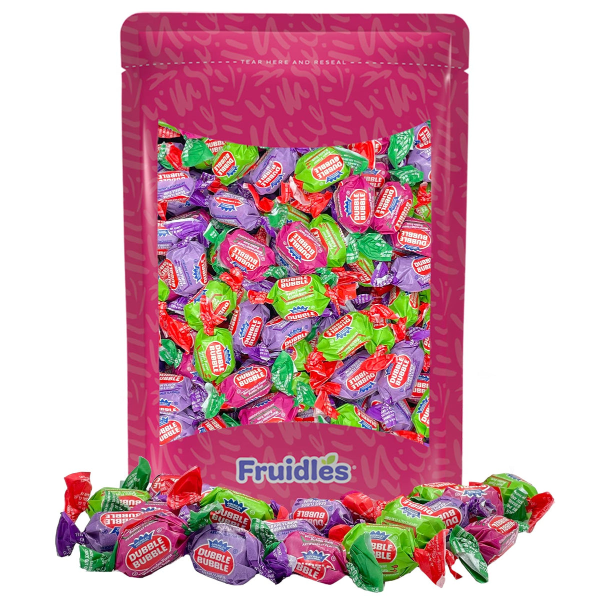 Fruidles Double Bubble Chewing Gum Balls Fruit Flavored Original & Mixed Fruit, Candy Treats, Kosher Certified Parve, Individual