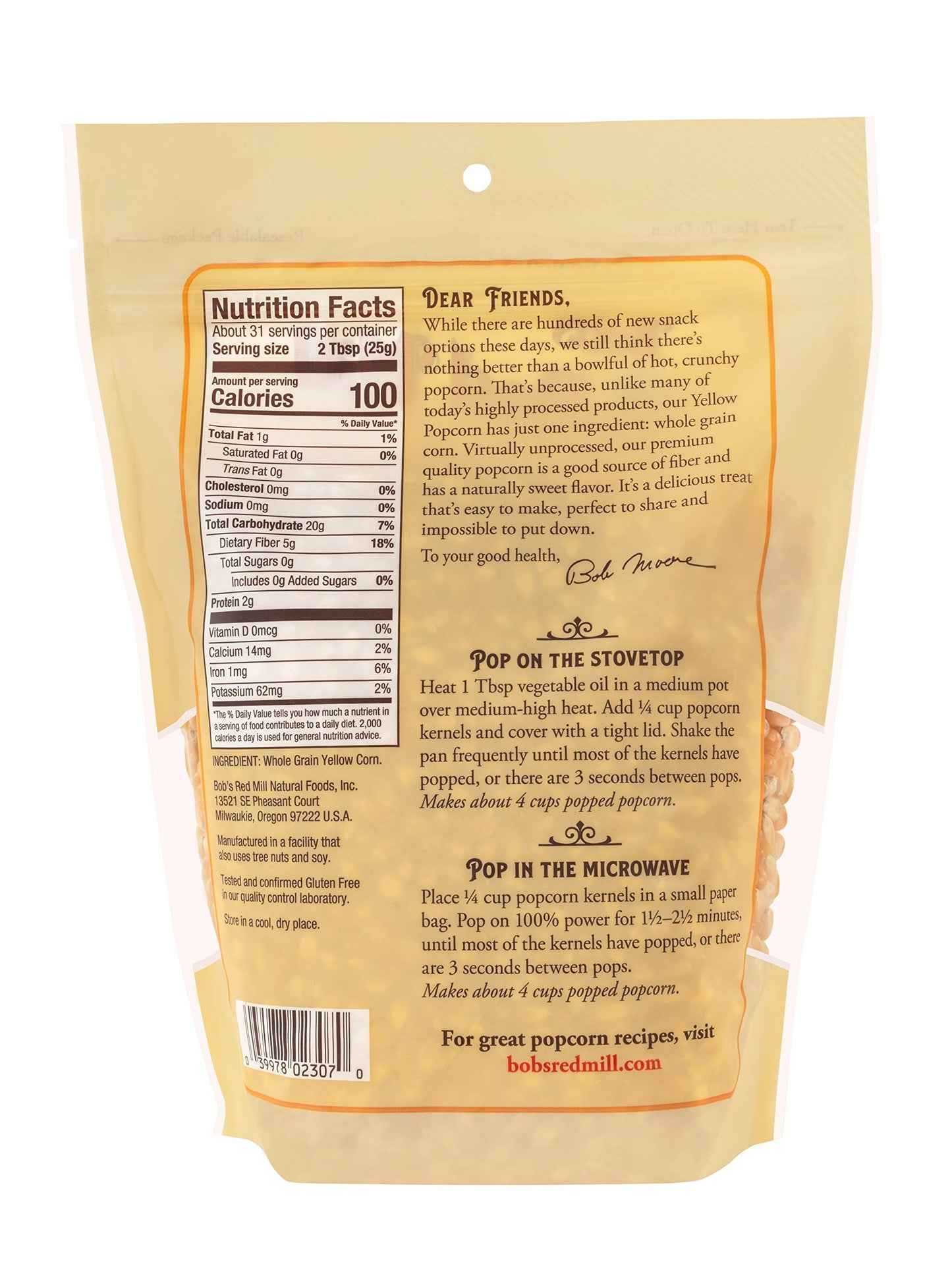 Bob'S Red Mill Whole Yellow Popcorn, 30-Ounce (Pack Of 4)