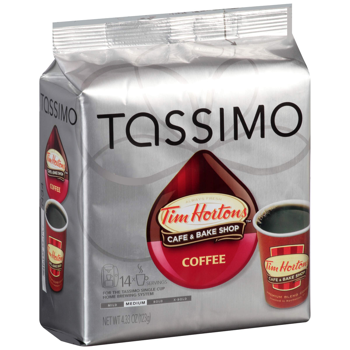 Tassimo Tim Hortons Cafe & Bake Shop Medium Roast Coffee T-Discs For Tassimo Single Cup Home Brewing Systems (14 Ct Pack)