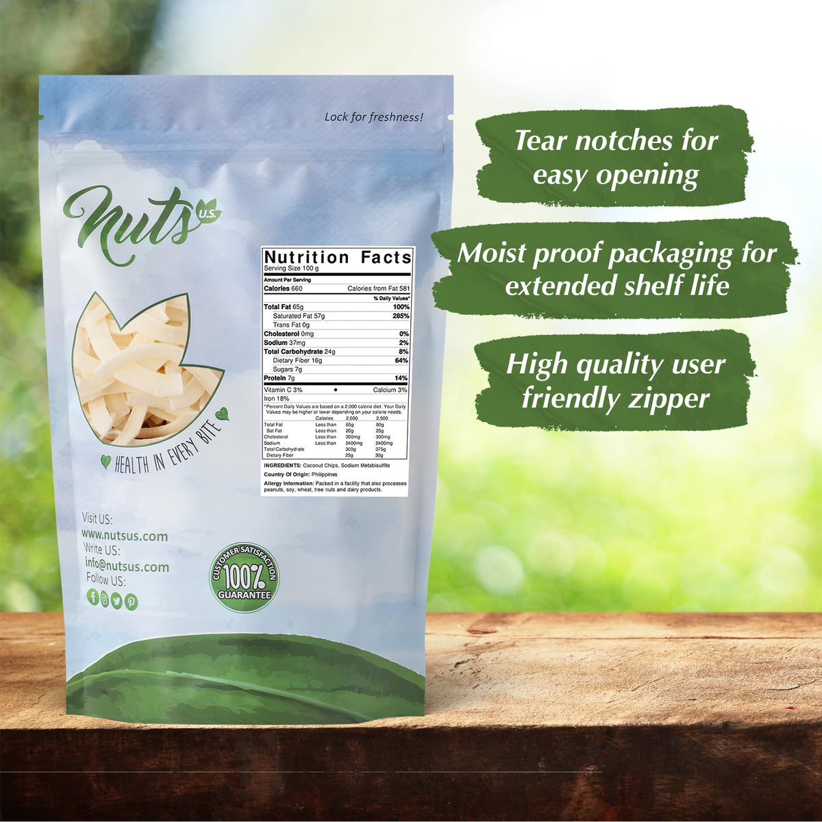 NUTS U.S. - Coconut Chips | Unsweetened and Raw | Real Coconuts | Non GMO | Packed in a Resealable Bag!!! (3 LB)