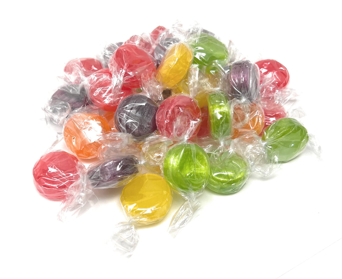 YANKEETRADERS Fruit Buttons Hard Candy, Assorted Fruit Flavors, 3 Pound Bulk Bag, 255 Pieces