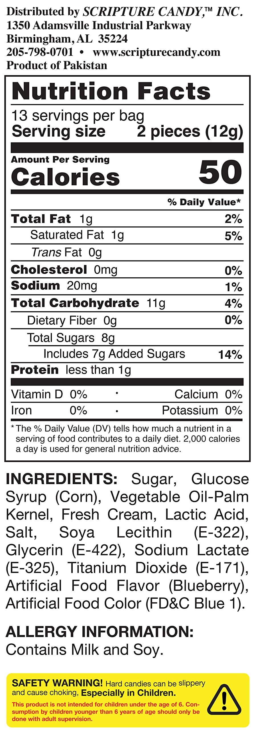 Scripture Candy, Blueberries & Cream Hard Candy 5.5Oz Bag, 25 Pieces