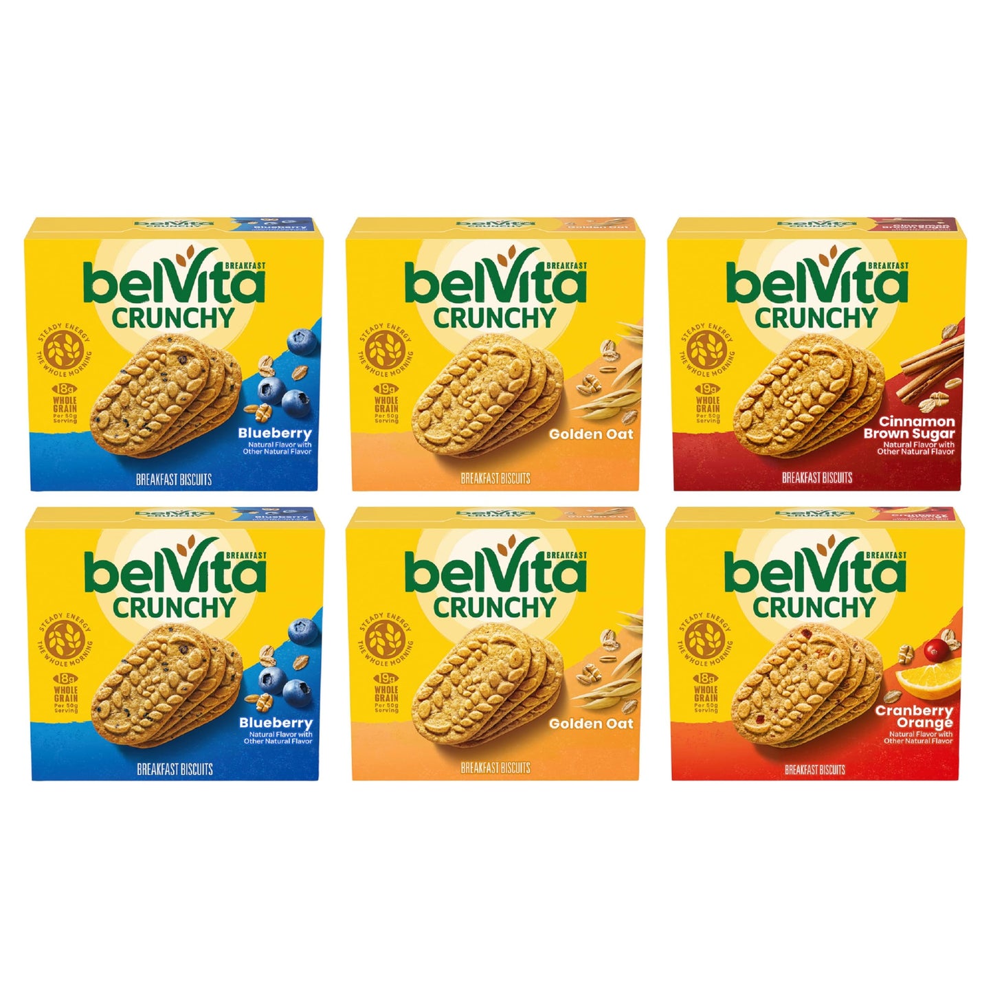 Belvita Breakfast Biscuits Variety Pack, 4 Flavors, 30 Total Packs, 8.8 oz (6 Boxes) - Healthy Snack Option