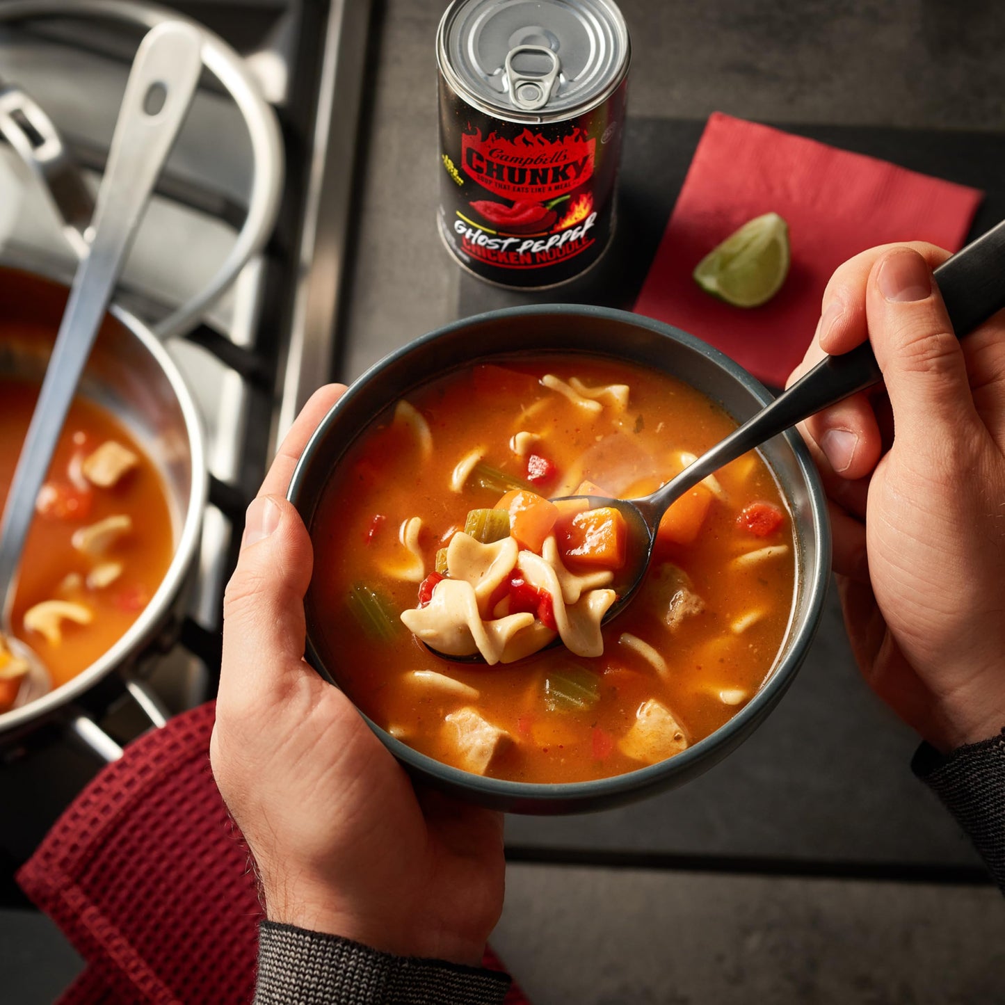 Campbell s Chunky Ghost Pepper Chicken Noodle Soup, 18.6 oz Can (12 Pack)