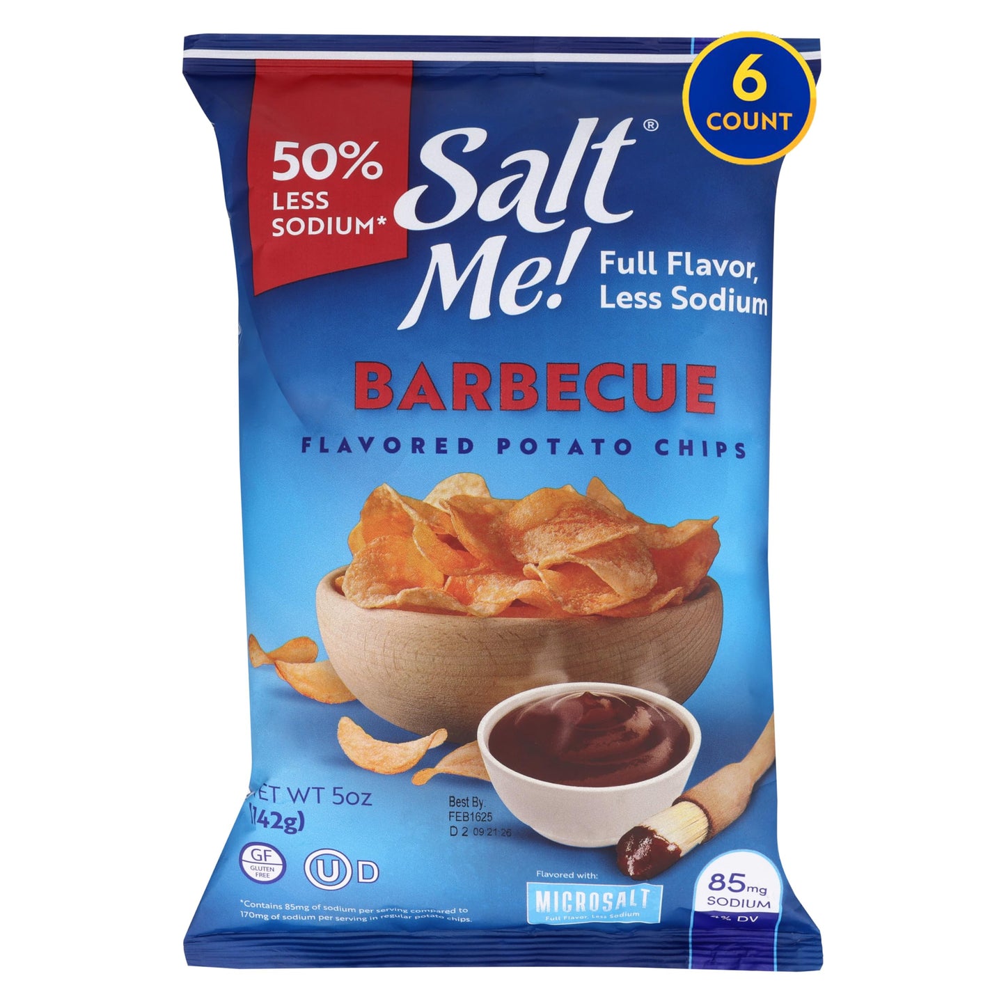 Microsalt Better for You Potato Chips, Low Sodium Barbecue, 5 Ounce (Pack of 6)