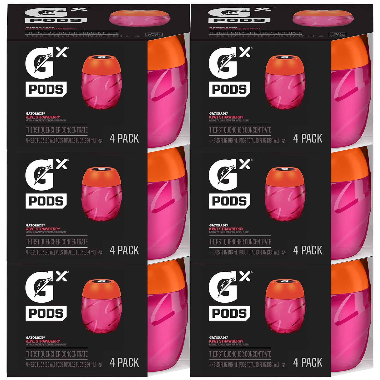 Gatorade GX Pods, Kiwi Strawberry, 24ct (6 x 4-pack), Unisex Adult Sports Drink Pods