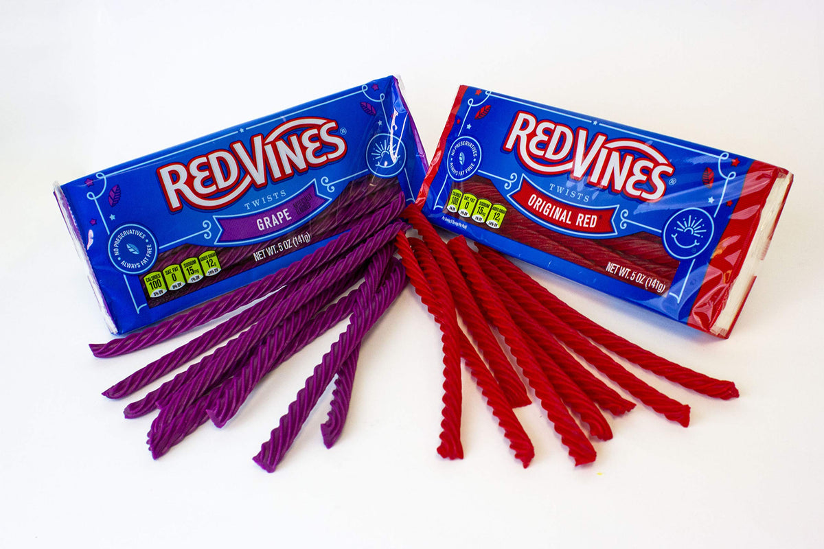 Red Vines Licorice Variety Pack, Red And Grape Flavor, 5Oz Trays (6 Pack), Soft & Chewy Candy Twists