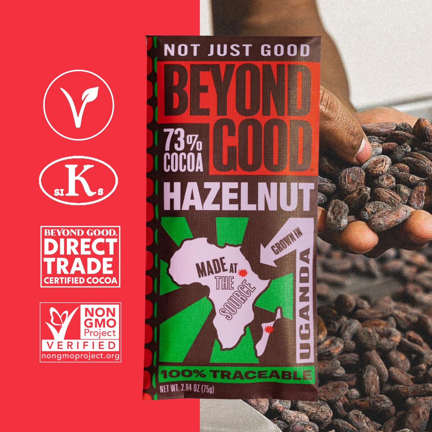Beyond Good Dark Chocolate Toasted Hazelnut Bar  2.64 Oz