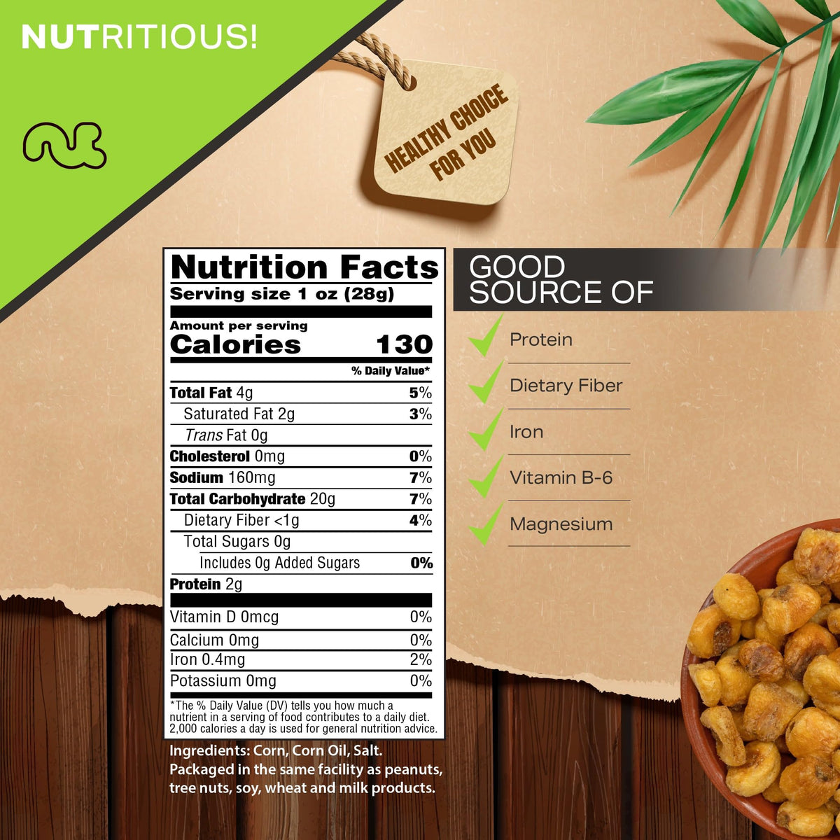 Nut Cravings - Toasted Corn Nuts, Roasted & Salted, Crunchy Kernels - Original Flavor (16Oz - 1 Lb) Packed Fresh In Resealable B