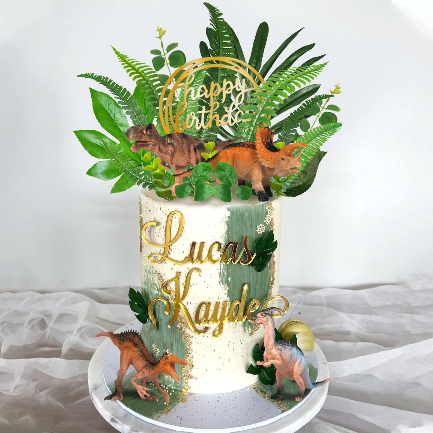 Dinosaur Cake Toppers Dinosaur Toy Figures Model Grass Cake Decorations For Boy Girl Birthday Baby Shower Dinosaur Theme Jungle