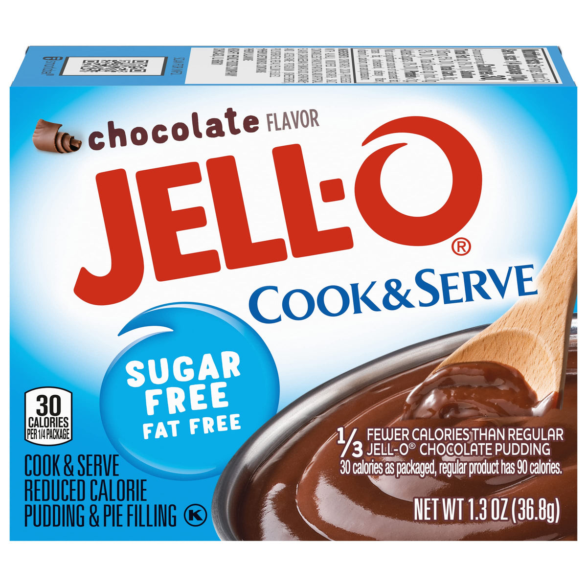 Jell-O Chocolate Pudding, Cook & Serve, Sugar Free, 1.3 Oz Box, 4 Packs