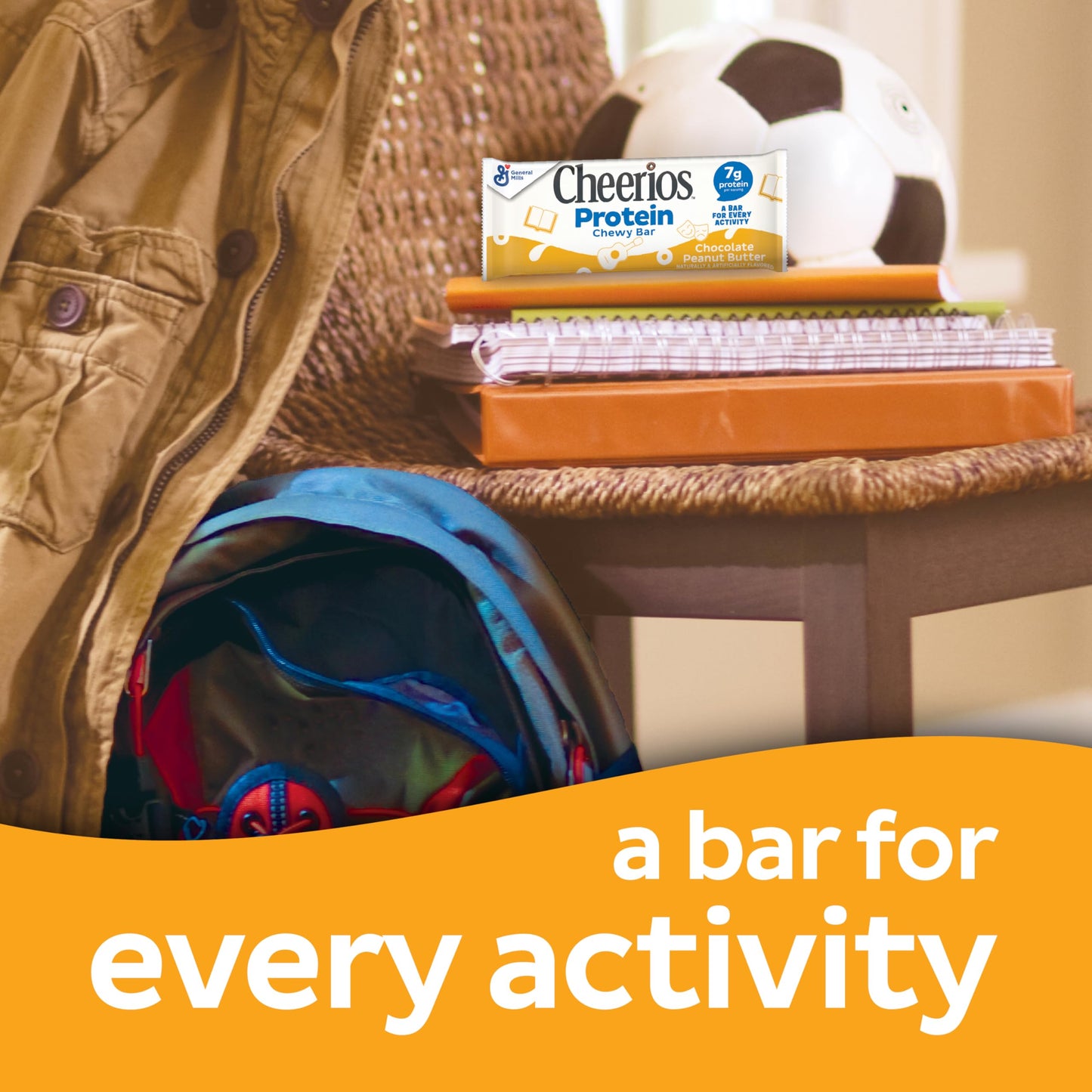 Cheerios Protein Chewy Bars, Chocolate Peanut Butter, 5 Ct, 6.35 oz, Brown Snack Bars