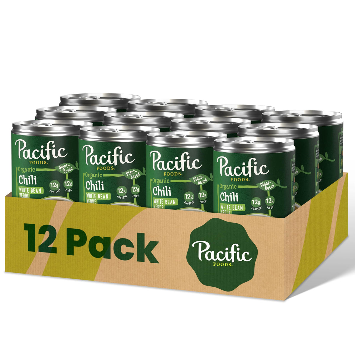 Pacific Foods Organic White Bean Verde Chili, Plant Based, 16.5 oz Can (Pack of 12)