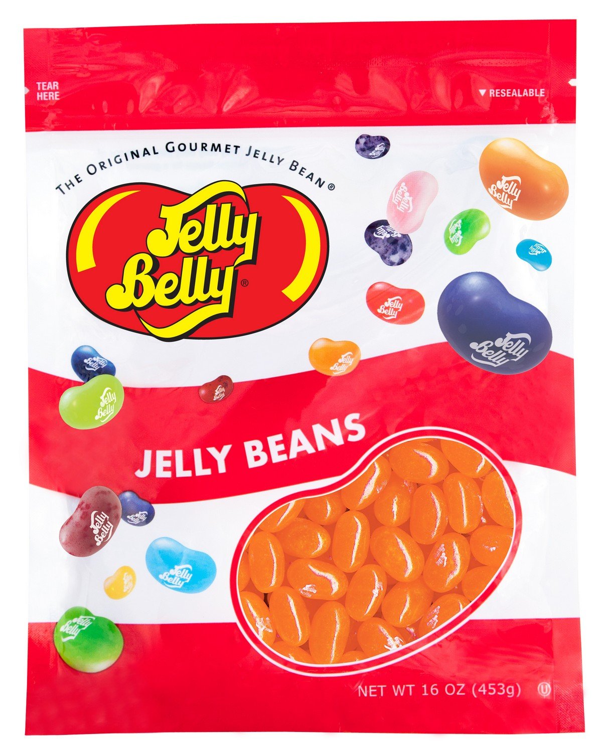 Jelly Belly Sunkist Tangerine Jelly Beans - 1 Pound (16 Ounces) Resealable Bag - Genuine, Official, Straight From The Source