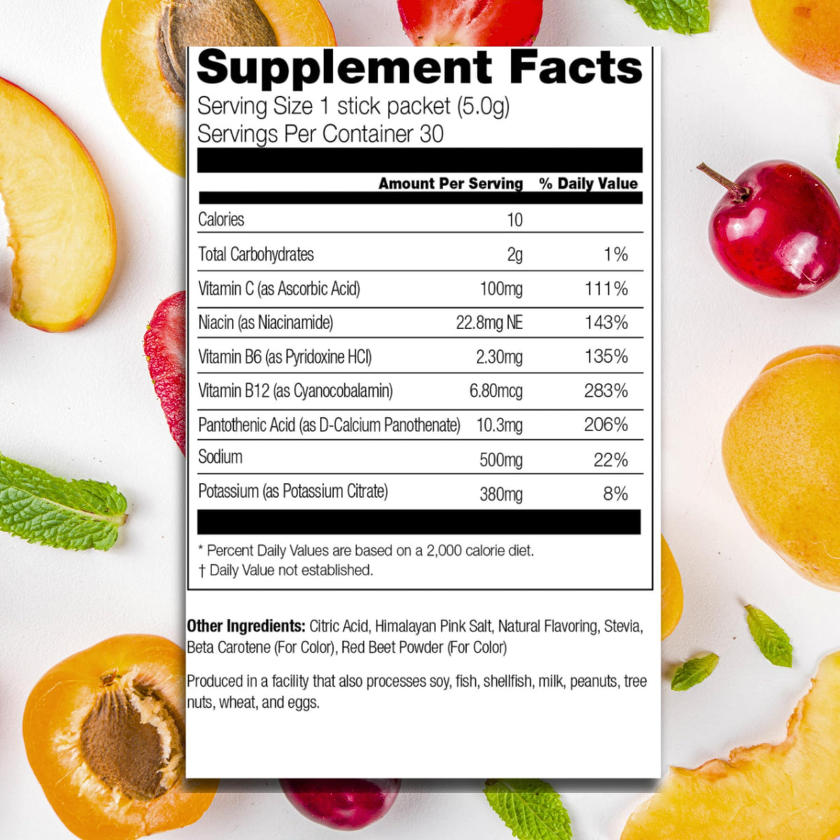 310 Hydrate Peach Mango Electrolytes Powder Packets - No Sugar Hydration Packets With Key Vitamins & Minerals - Keto Friendly -
