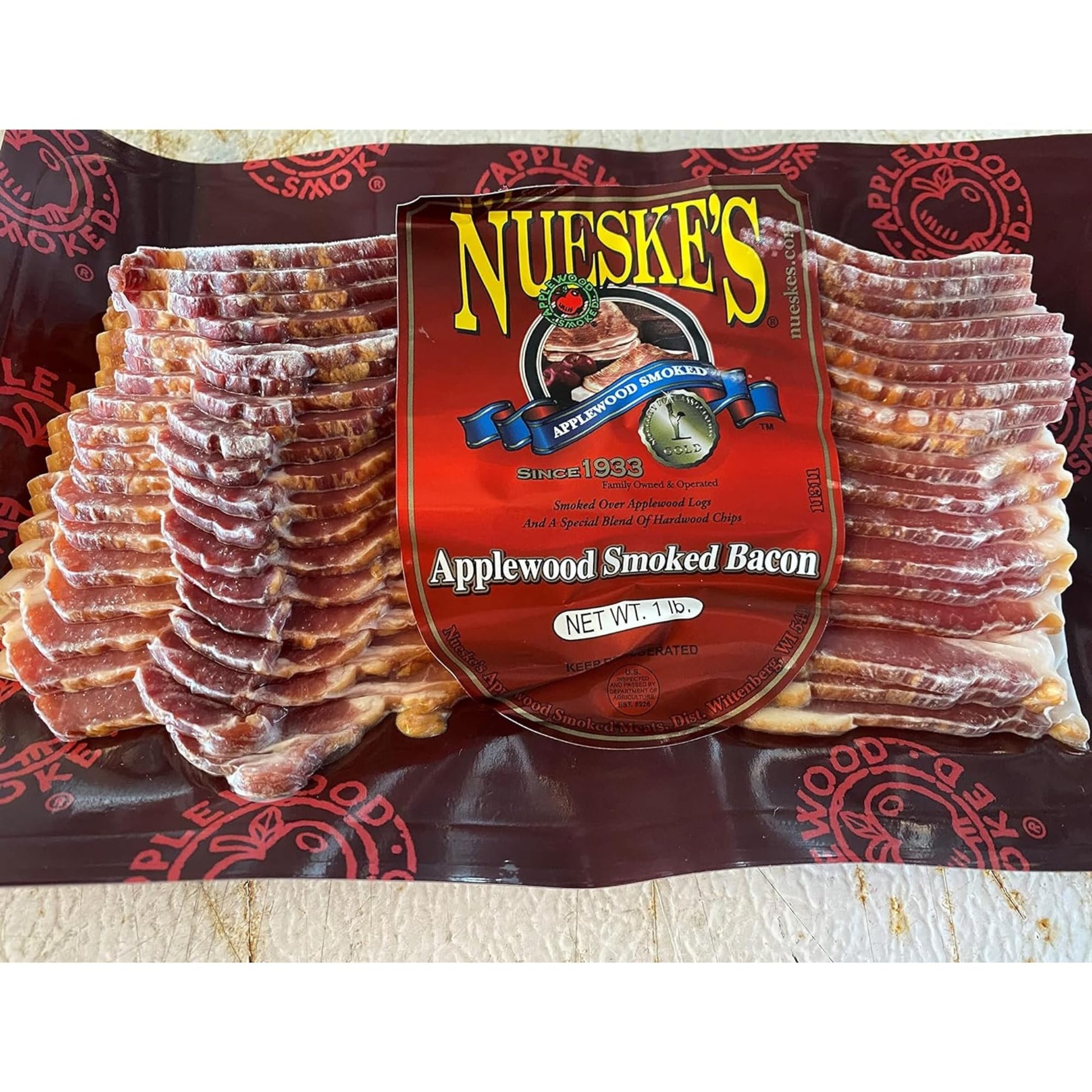 Nueskes Applewood Smoked Bacon 1Lb Packs (4)
