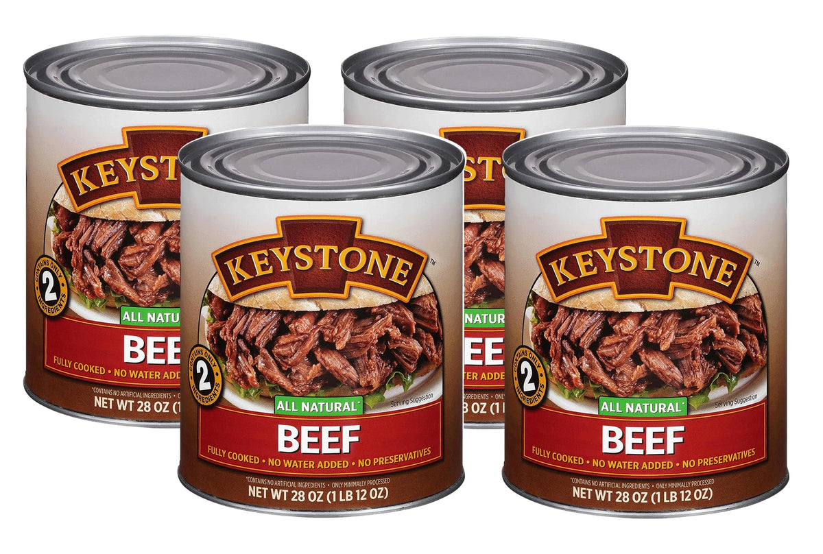Keystone All Natural Canned Beef, Fully Cooked, 28 Oz, Gluten Free, Pack of 4