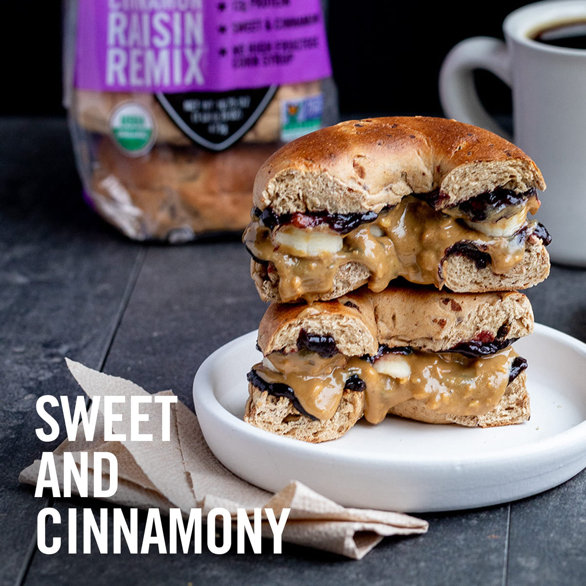 Daves Killer Bread Cinnamon Raisin Remix Bagels, Organic Cinnamon Raisin Bagels, 5 Count