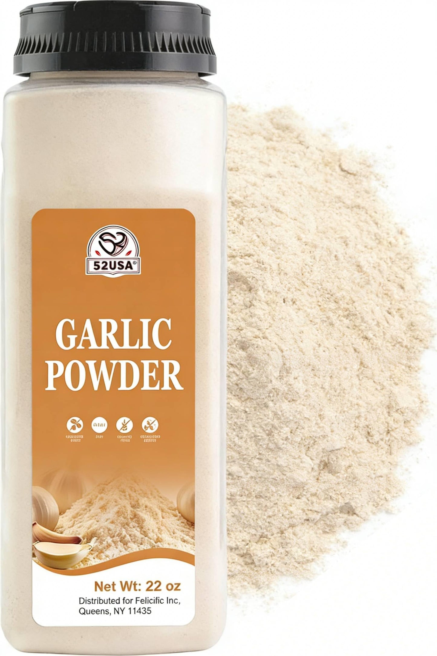 52USA Garlic Powder 22 oz (1.54Lb)  Fine Garlic Powder Seasoning for Cooking  Grilled Meats  Salads  Flavor Vegetables and Dressings  Gluten Free