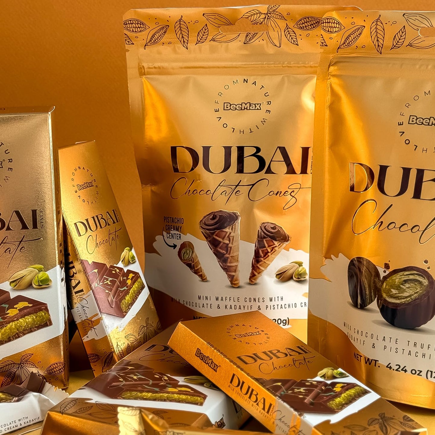Authentic Dubai-Style Chocolate Bar | 7 oz of elegant Middle Eastern Indulgence | enhanced Milk Chocolate  Golden Kadayif Crisps  Velvety Tahini & Hand-Harvested Pistachios - Imported from Turkey