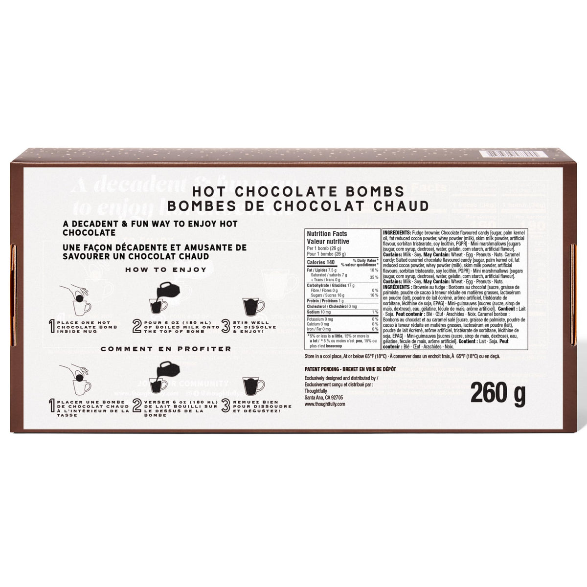 Ombs Hot Chocolate  S, Classic Milk Chocolate Cocoa   Gift Set, Includes 2 Flavors; Caramel Candy And Fudge Brownie Filled With Mini Marshmallows, Set Of 10