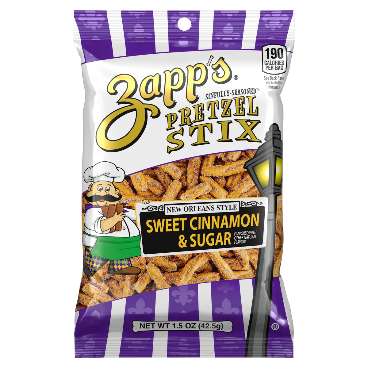 Zapps Cinnamon Sugar Pretzel Stix pack of 8-5 oz bags