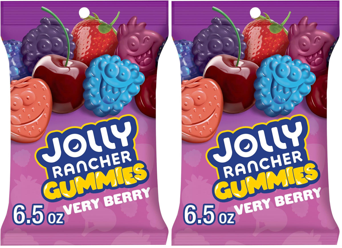 JOLLY RANCHER Gummies Very Berry Fruit Flavored Candy Bag, 6.5 oz (Pack of 2)