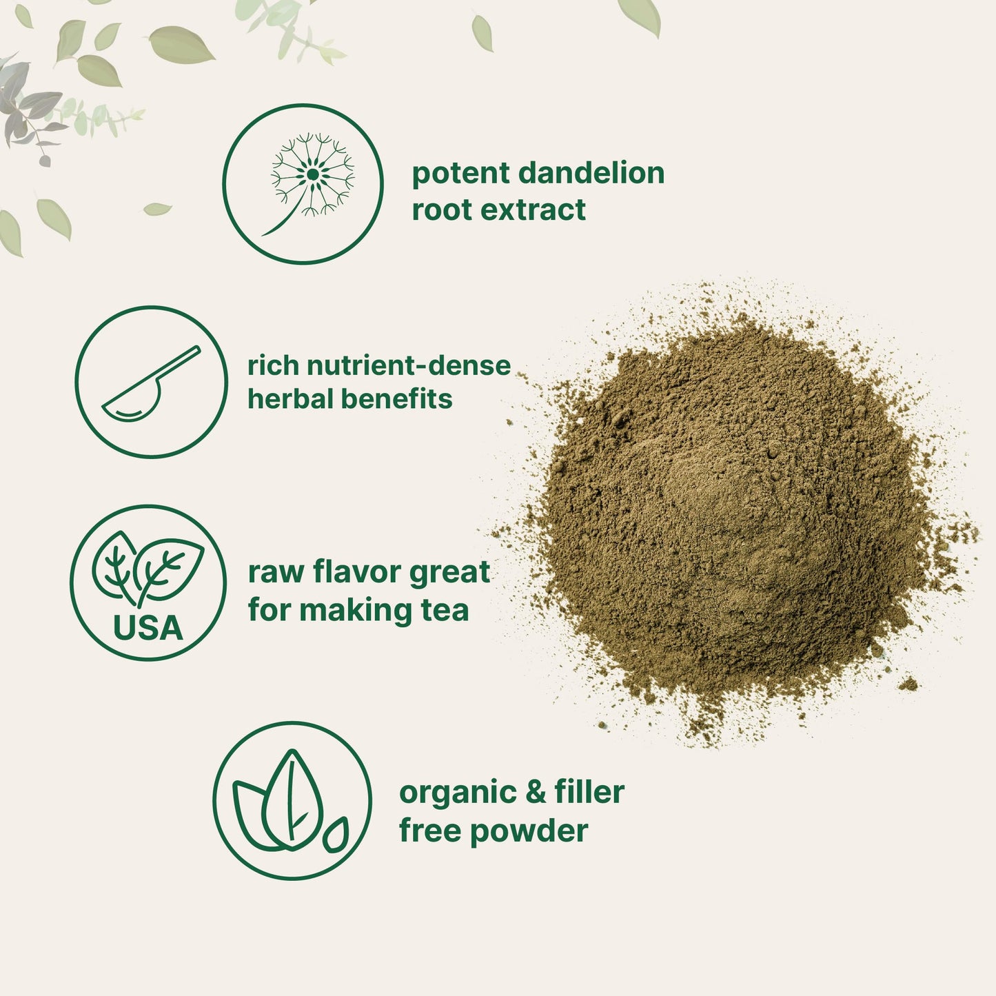 Micro Ingredients Organic Dandelion Root Tea Powder, Caffeine Free, 8oz, Non-GMO, 220 Servings