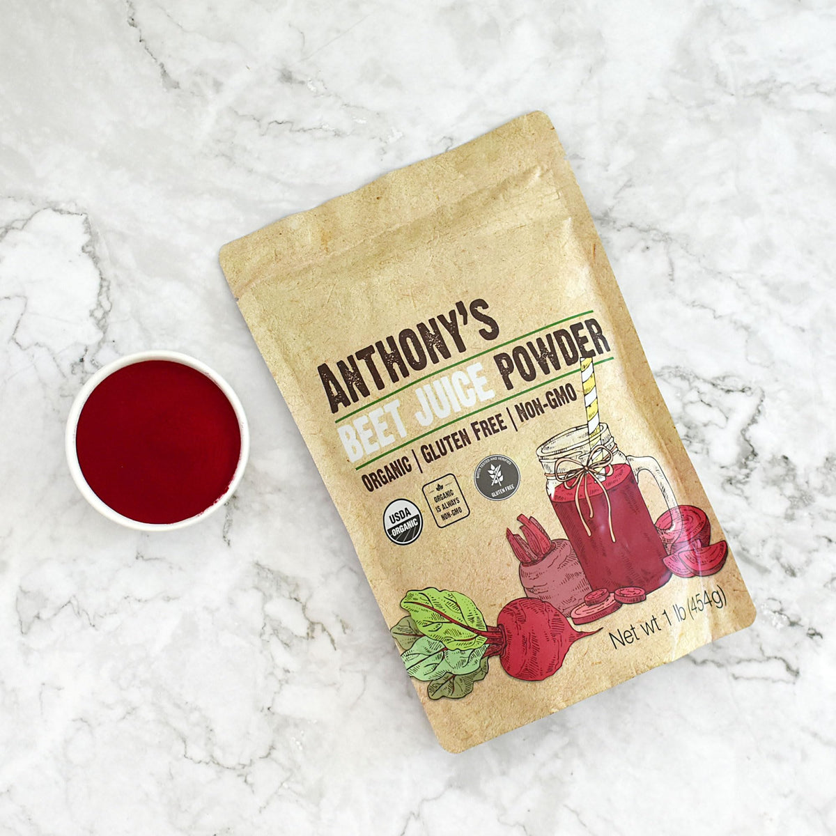 Anthonys Organic Beet Root Juice Powder, 1 lb, Gluten Free, Non GMO, Vegan Friendly