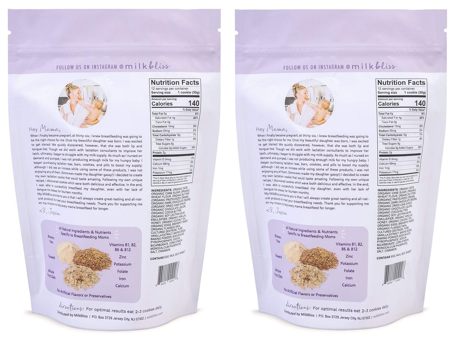 MilkBliss Soft Baked Lactation Cookies, Dark Chocolate Chip & Peanut Butter Chip, All Natural, 12 Ounce (Pack of 2)