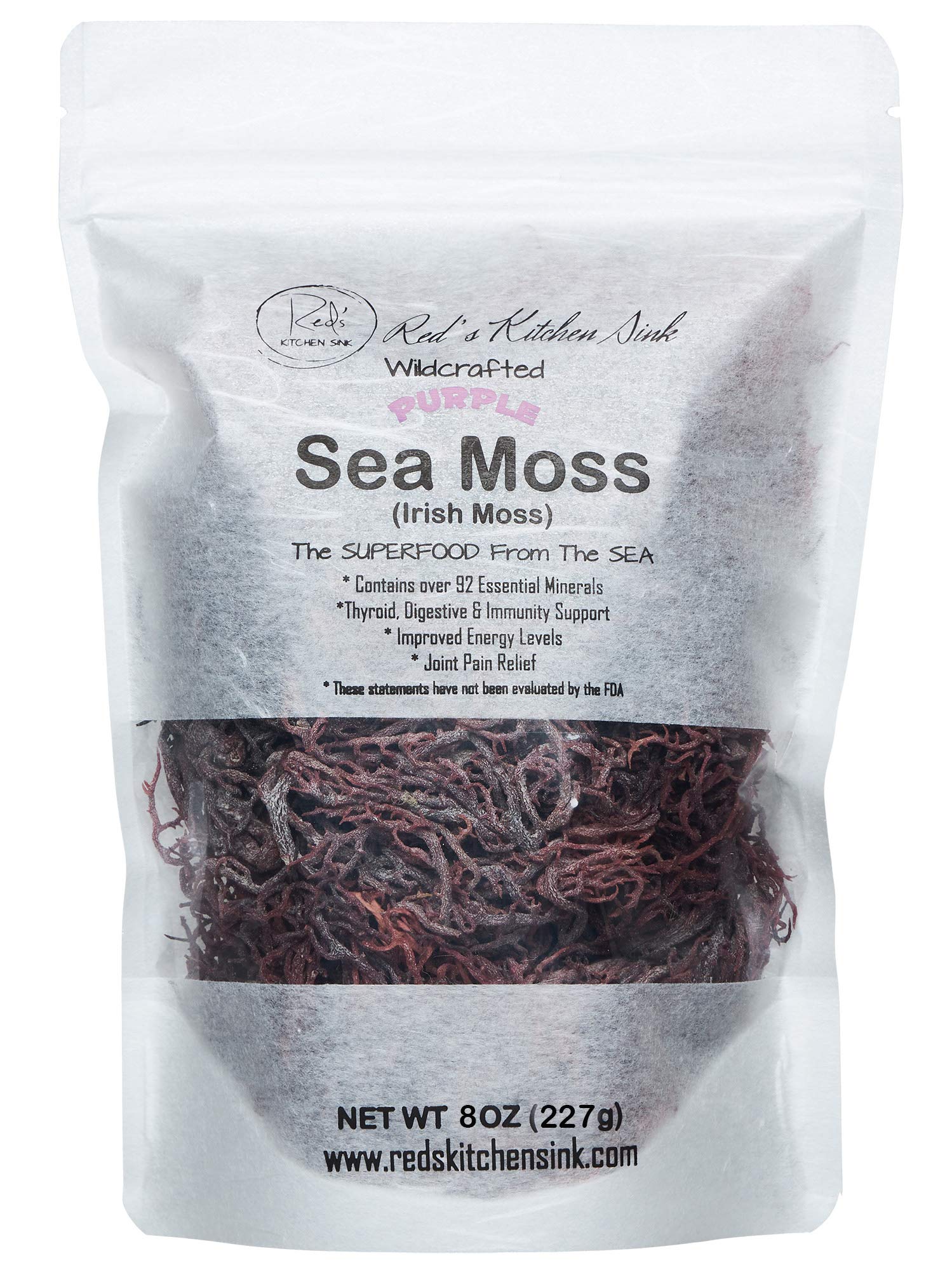 Purple Sea Moss | Irish Moss | Wildcrafted from St. Lucia | 100% Natural | Makes Over 100oz Seamoss Gel - 8oz