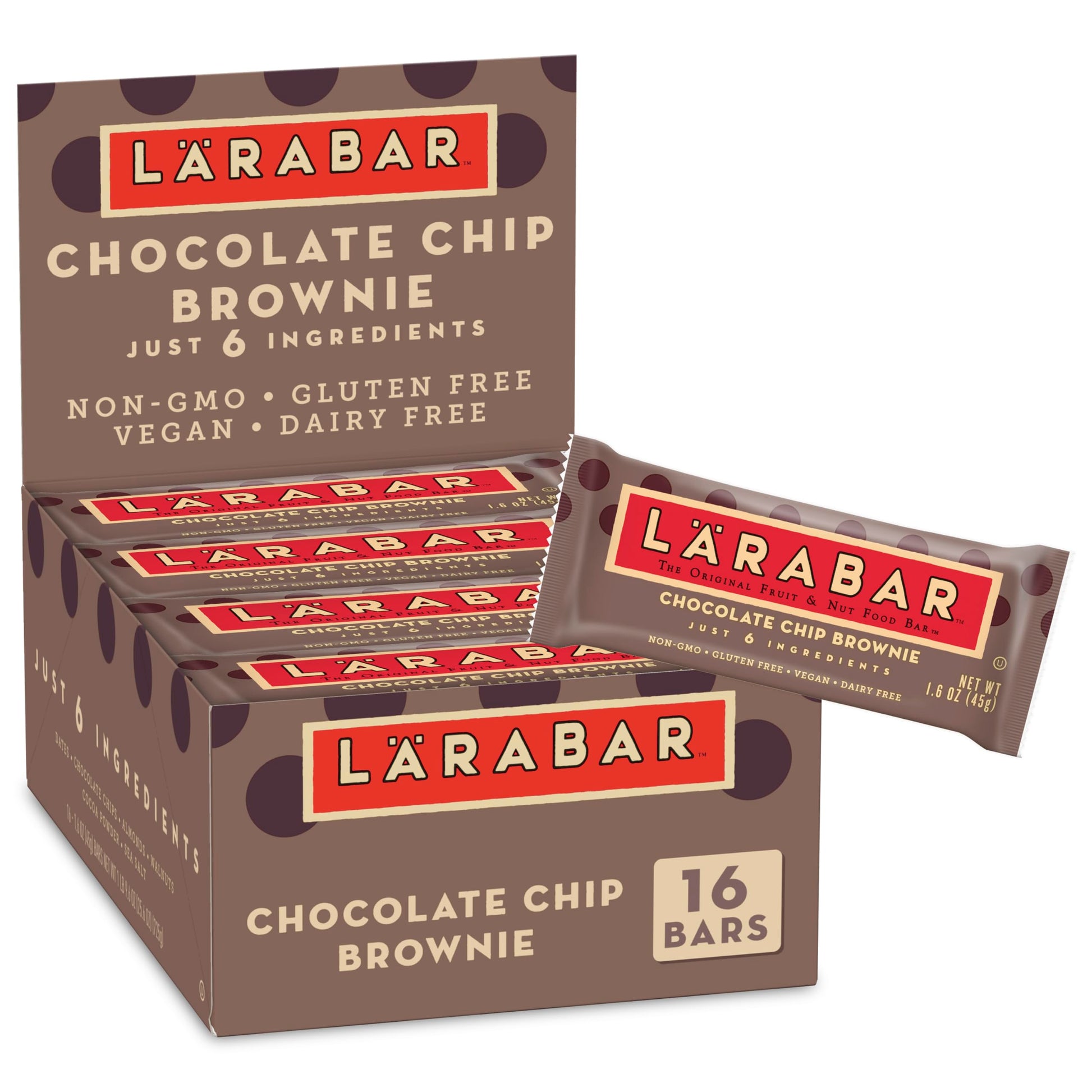 LÄRABAR Chocolate Chip Brownie Fruit & Nut Bar, Gluten Free Vegan, 16 Count, Model 21908418681