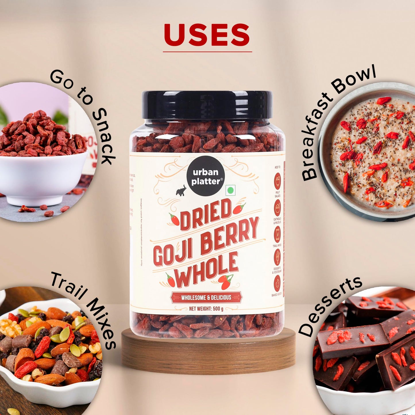 Urban Platter Goji Berries | 7.05 Oz (200G) | Dried Superfood Snack | Rich In Antioxidants & Fiber | Source Of Vitamin A & C | Gluten-Free & Non-Gmo | Perfect For Healthy Snacking, Oatmeal & Smoothies