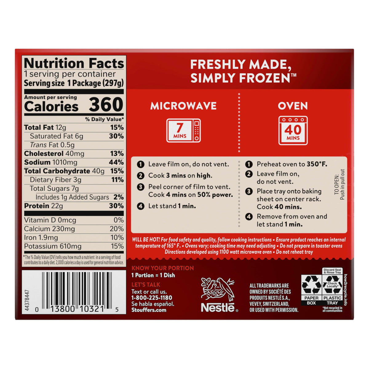 Stouffer s Lasagna with Meat Sauce Frozen Meal