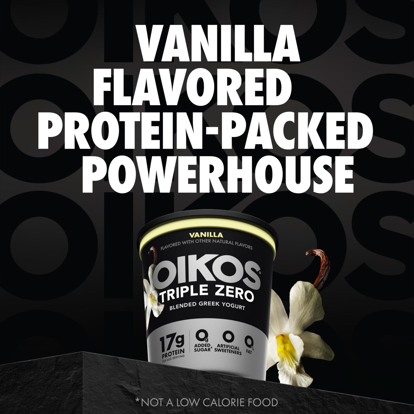 Oikos Triple Zero Vanilla Nonfat Greek Yogurt Tub, 0% Fat, 0g Added Sugar and 0 Artificial Sweeteners, Just Delicious High Prote