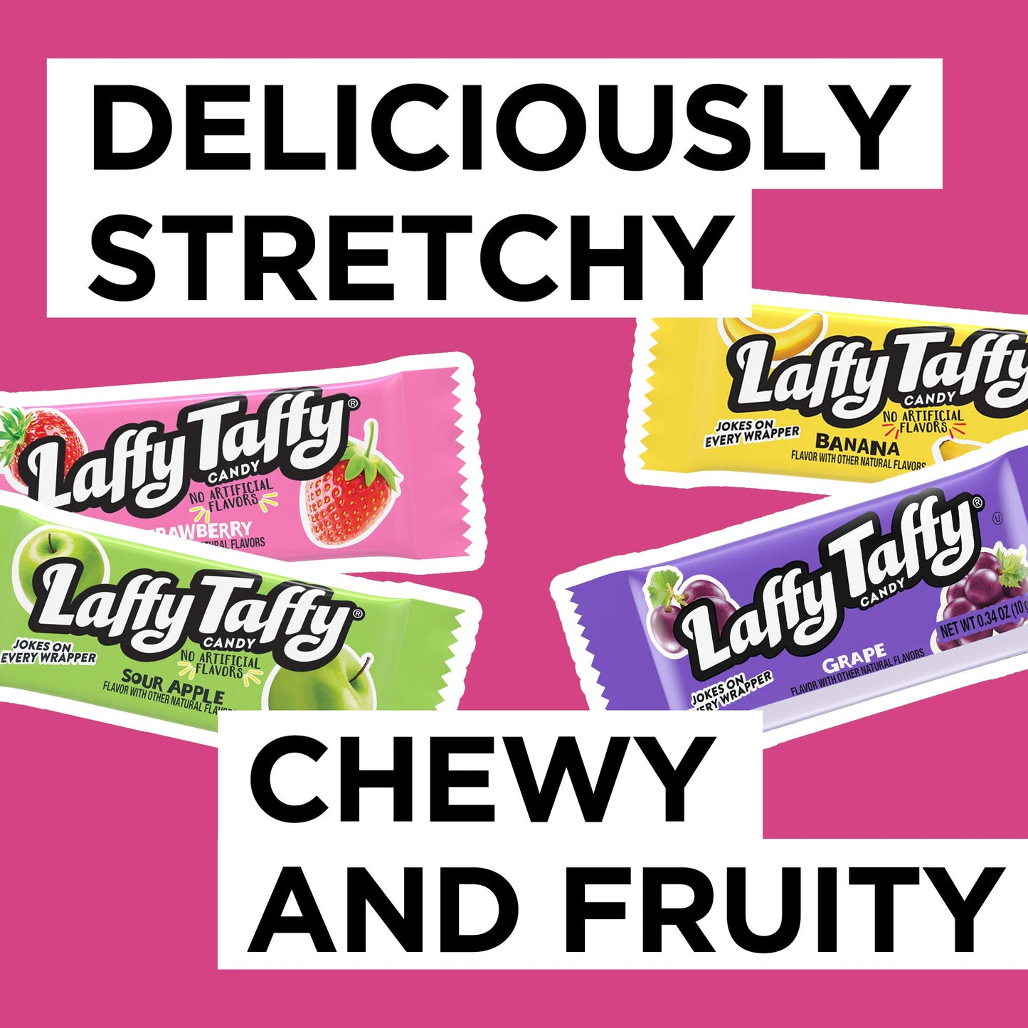 Laffy Taffy Candy, Assorted Fruit Flavors, Individually Wrapped Mini Bars, 6 Ounce Bag (Pack of 2)