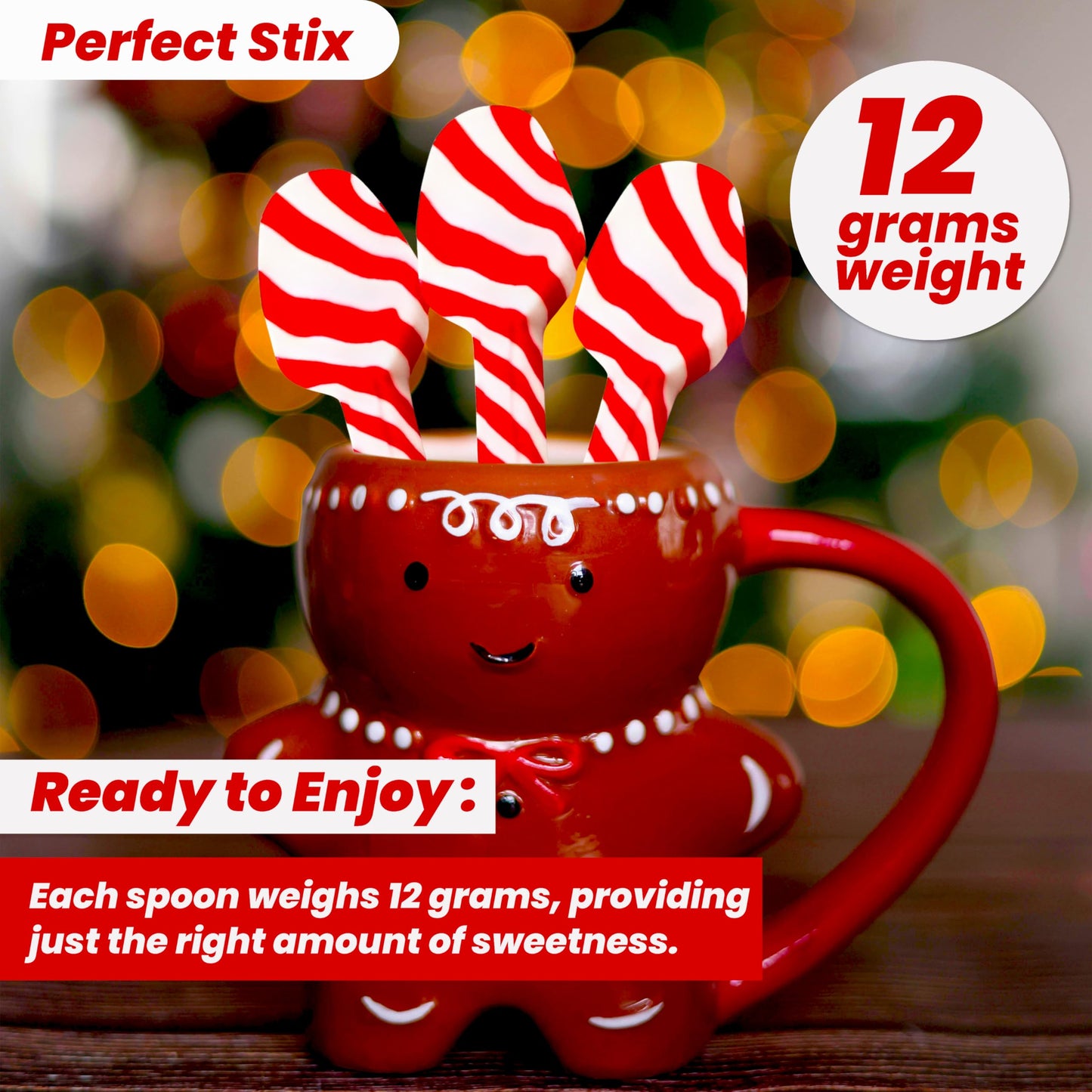 Perfect Stix Christmas Candy Cane Peppermint Spoonz.Edible Stirring Beverage Spoonz. Hot Chocolate Cocoa Tea Coffee Cocktail.Holiday Christmas Spoonz. Pack of 12 Spoonz.