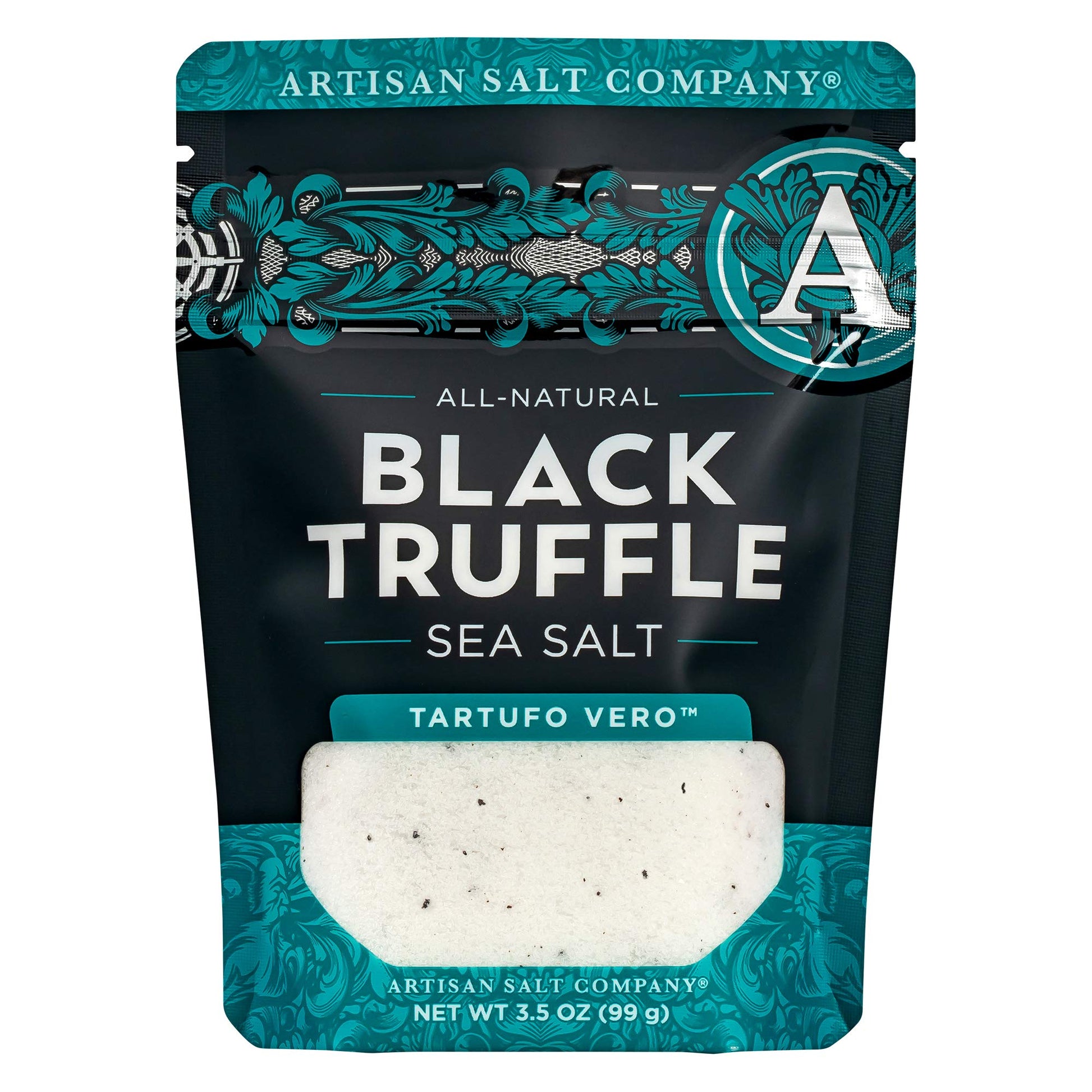 SaltWorks All Natural Black Truffle Sea Salt, 3.5 Oz, White Crystals and Brown Truffle Pieces