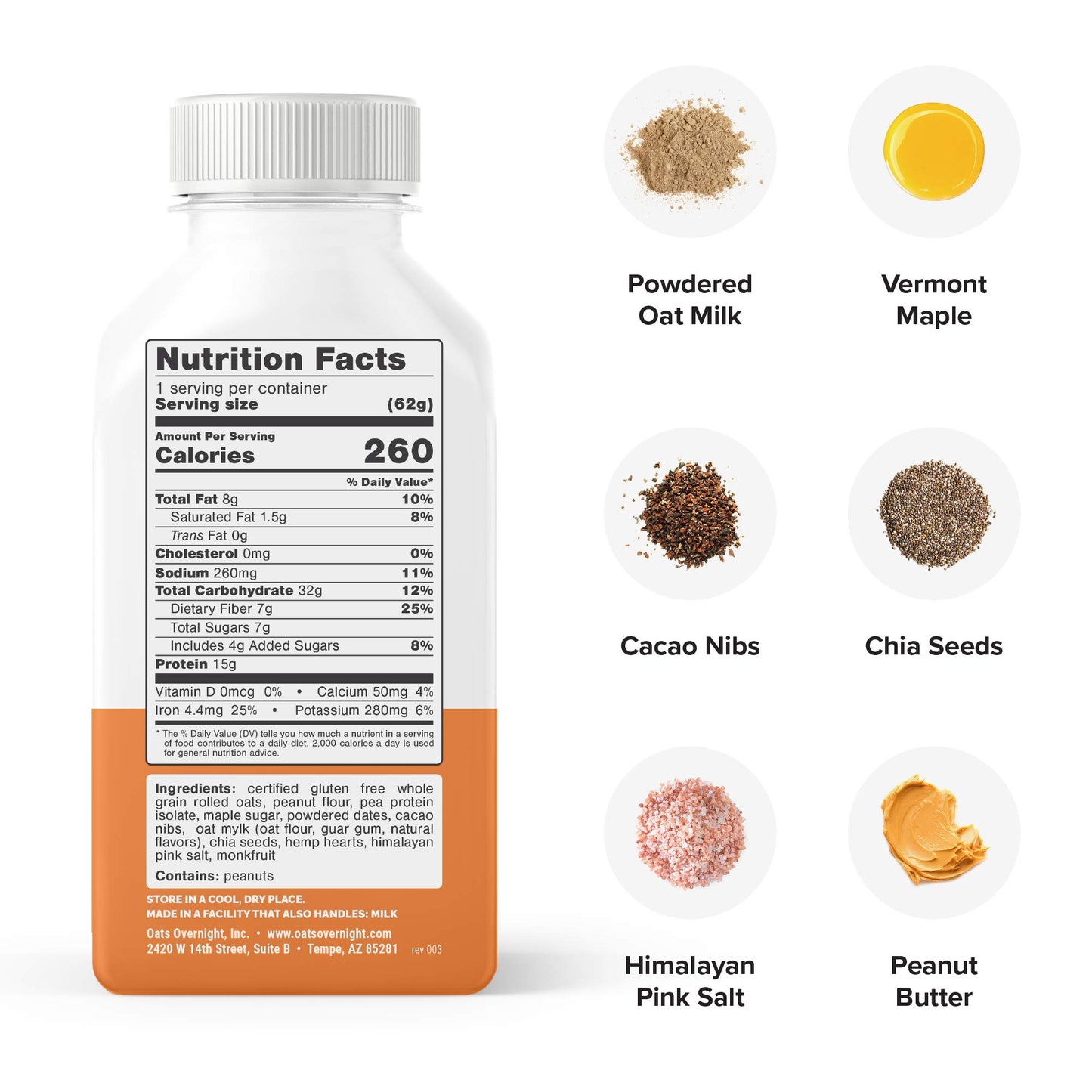 Oats Overnight Peanut Butter Crunch Shake - Gluten Free, Non-GMO, Vegan, 15g Protein, 110 Ounce (Pack of 1)